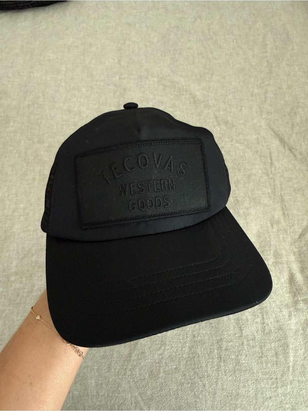Tecovas Black Embroidered Patch Trucker Hat